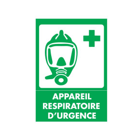 Panneau évacuation sécurité appareil respiratoire d'urgence