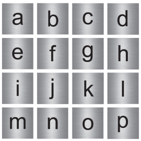 Plaque alu brossé les lettres en minuscule de A à Z